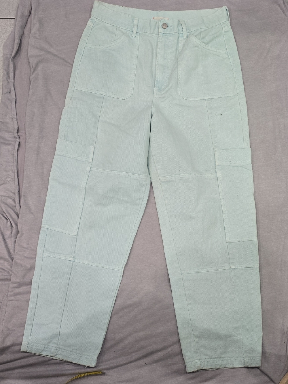 Light Mint Utility Patchwork Pants( Small hole at the back)